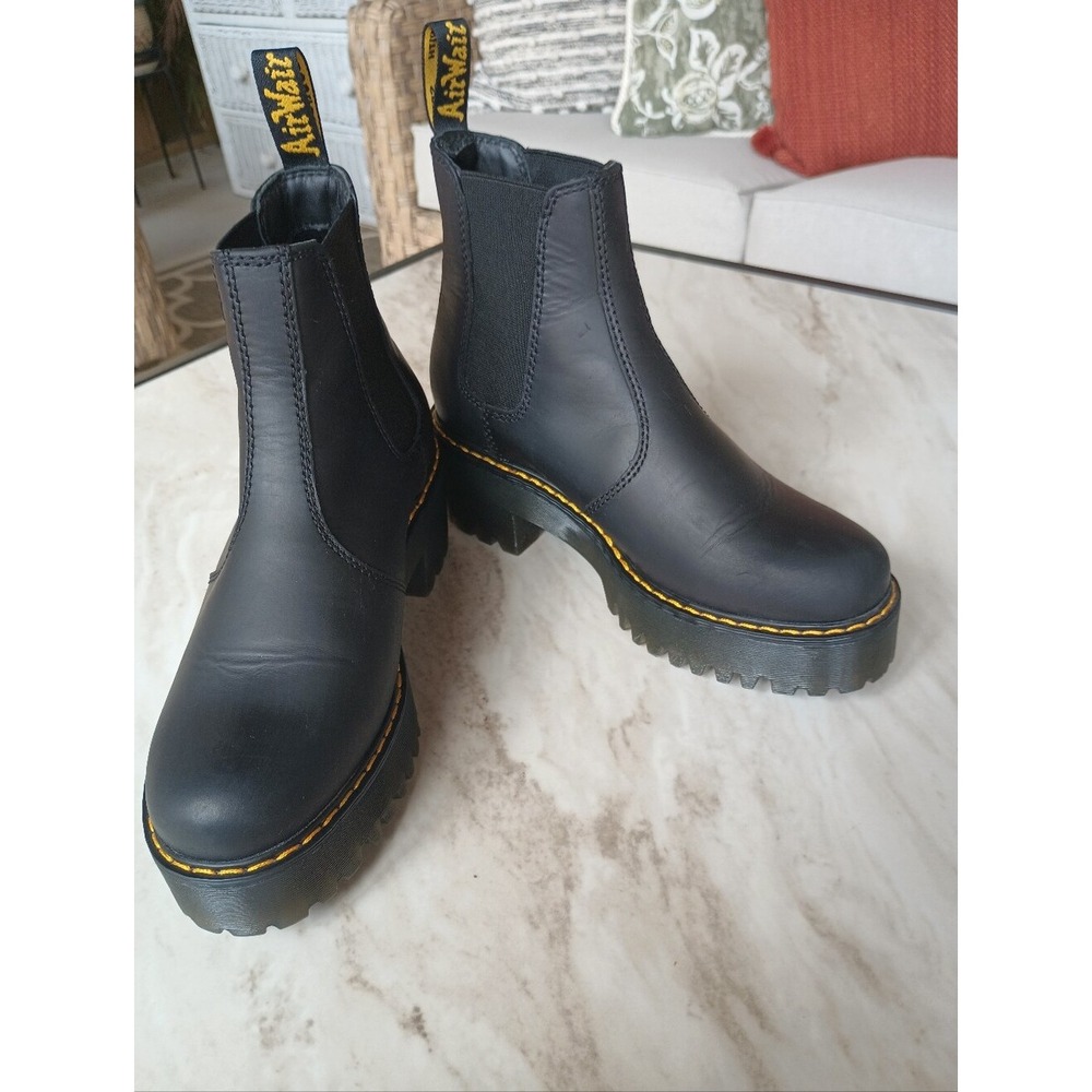 Dr Martens Rometty Wyoming Leather Platform Chelsea Boots Black Size 7 US